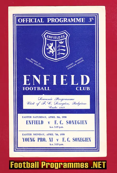 Enfield v Sonegien 1958 – Belgium Football Team