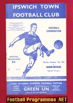Ipswich Town v Norwich City 1955 - Football Combination
