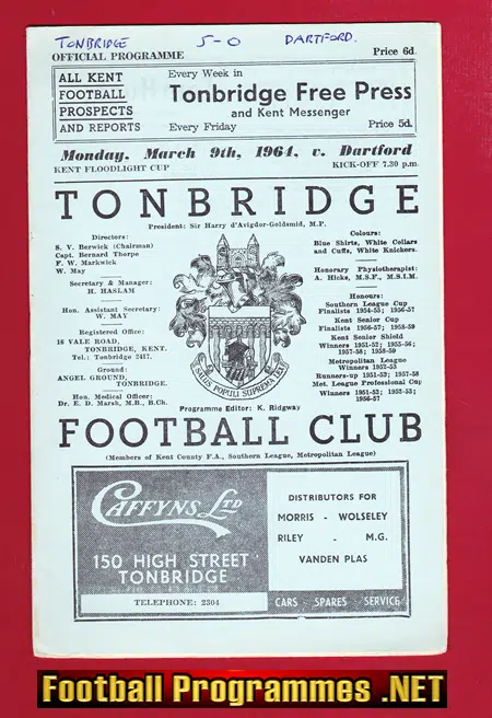 Tonbridge v Dartford 1964