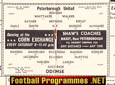 Peterborough United v Odense 1962 - Denmark Football Team