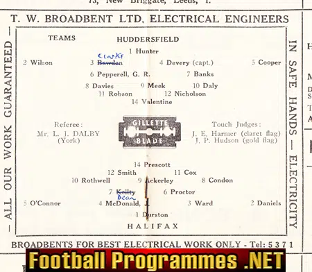 Huddersfield Rugby v Halifax 1948 - 1940's