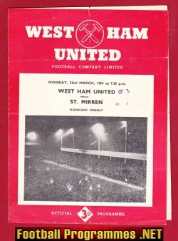 West Ham United v St Mirren 1954 - Floodlight Friendly Match