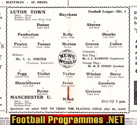 Luton Town v Manchester United 1956
