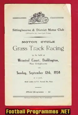 Sittingbourne Grasstrack Racing Speedway Programme 1954