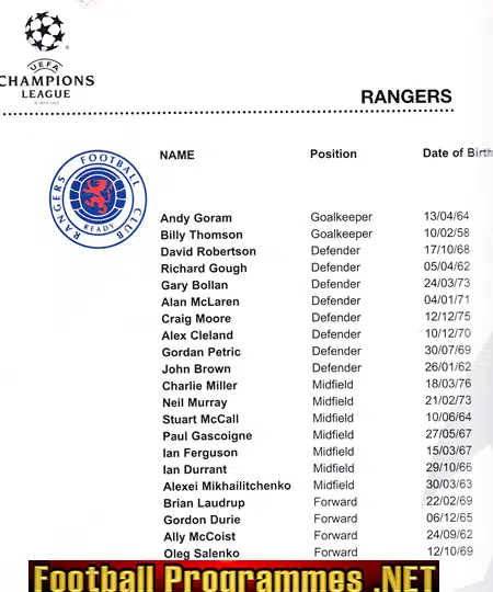 Glasgow Rangers v Steaua Bucharest 1995 - Plus Ticket