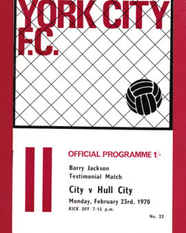 Barry Jackson Testimonial Benefit Match York City 1970