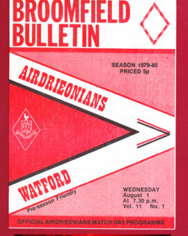 Airdrieonians Airdrie v Watford 1979 – Friendly Match