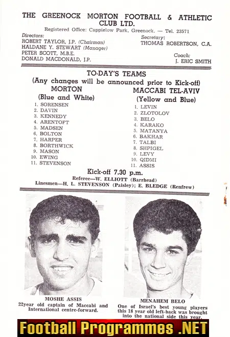 Greenock Morton v Maccabi Tel Aviv 1966 - Jewish Team - Israel