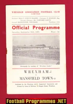 Wrexham v Mansfield Town 1955