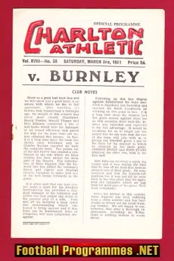 Charlton Athletic v Burnley 1951