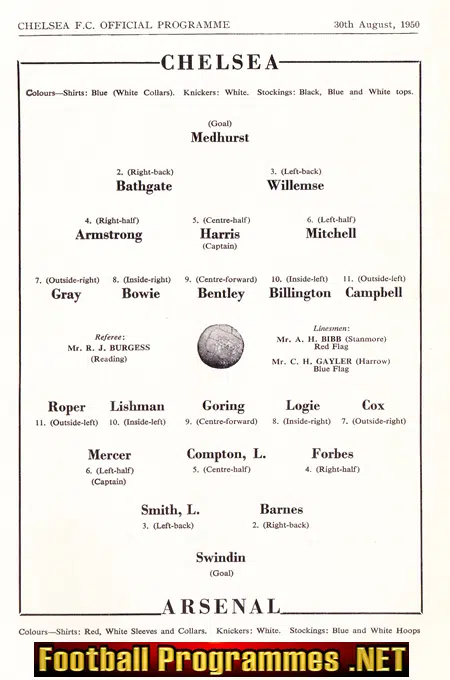 Chelsea v Arsenal 1950 - to clear