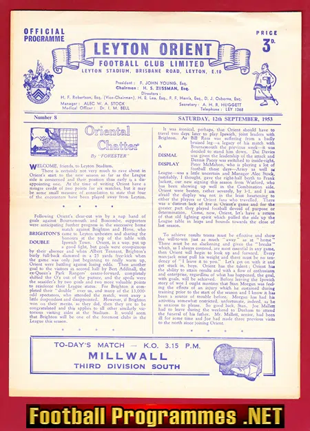 Leyton Orient v Millwall 1953