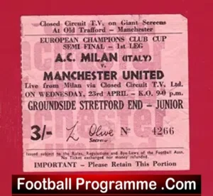 AC Milan v Manchester United 1969 – Ticket CCTV Old Trafford
