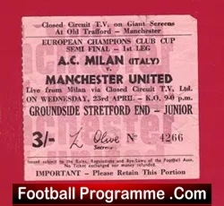 AC Milan v Manchester United 1969 – Ticket CCTV Old Trafford