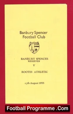 Banbury Spencer v Rootes Athletic 1955 - Reserves Match - football programme