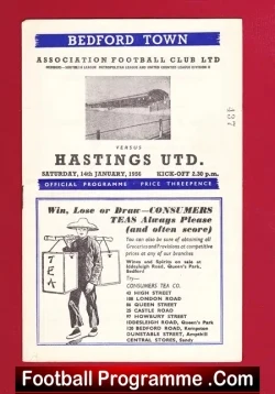 Bedford Town v Hastings United 1956 - football programme