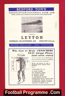 Bedford Town v Leyton 1955 - football programme