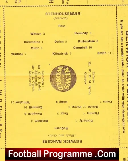 Berwick Rangers v Stenhousemuir 1959