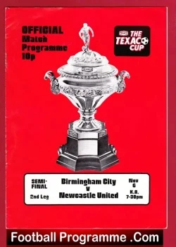 Birmingham City v Newcastle United 1974 – Texaco Cup Semi Final