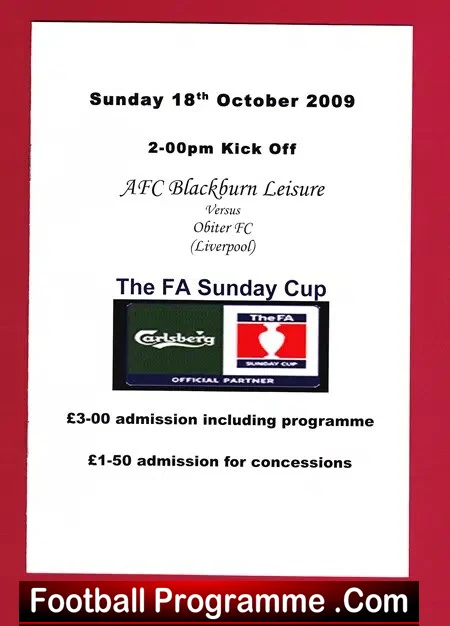 Blackburn Leisure v Obiter 2009 – Sunday Cup – Liverpool Team