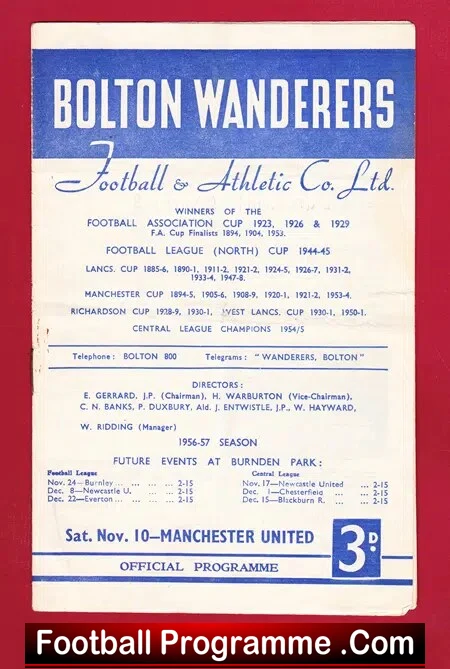 Bolton Wanderers v Manchester United 1956