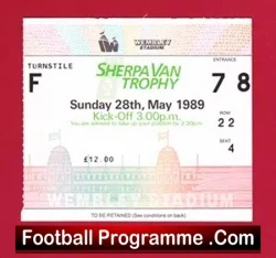 Bolton Wanderers v Torquay United 1989 – Trophy Cup Final Ticket