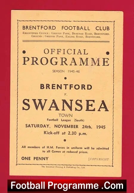 Brentford v Swansea Town 1945