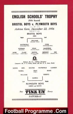 Bristol Boys v Plymouth Boys 1956 – English Schoolboys Trophy