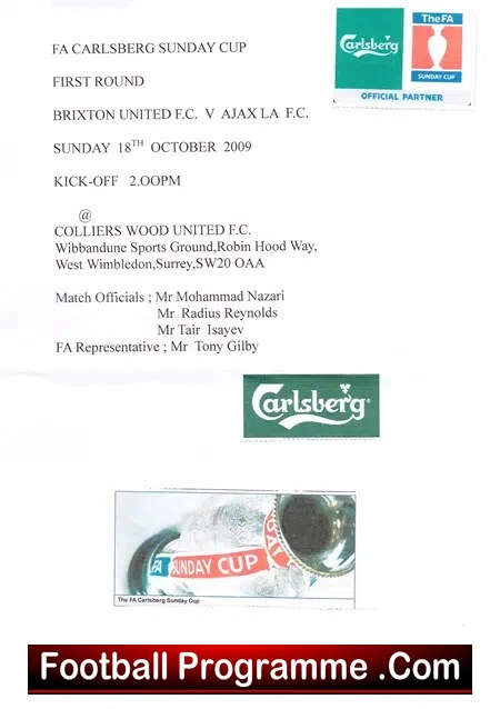 Brixton United v Ajax LA 2009 – Sunday Cup – Sussex Team