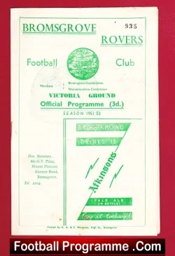 Bromsgrove Rovers v Bedford Town 1951 - FA Cup - football programme