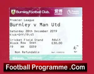 Burnley v Manchester United 2020 – Ticket
