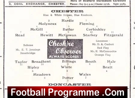 Chester City v Doncaster Rovers 1963