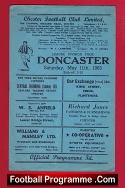 Chester City v Doncaster Rovers 1963 - football programme