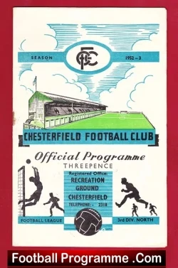 Chesterfield v Stockport County 1952 - football programme