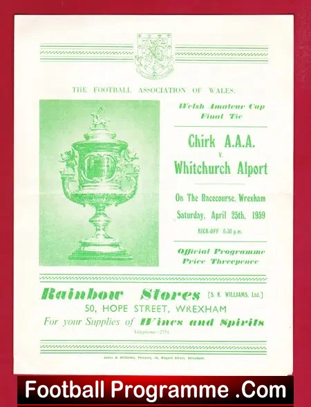 Chirk AAA v Whitchurch Alport 1959 – Welsh Amateur Cup Final