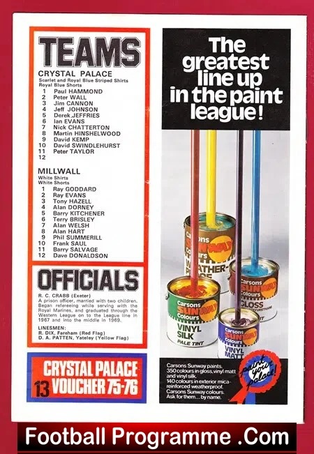 Crystal Palace v Millwall 1975 - FA Cup Replay