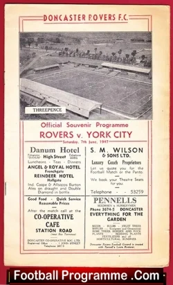Doncaster Rovers v York City 1947 - football programme