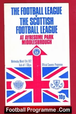 England Football League v Scotland League 1972 - Middlesbrough - football programme