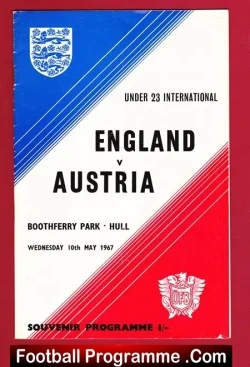 England v Austria 1967 - U23 at Hull - football programme