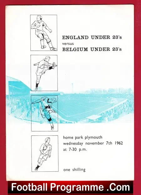 England v Belgium 1962 – Under 23 at Plymouth U23