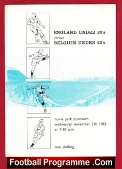 England v Belgium 1962 – Under 23 at Plymouth U23