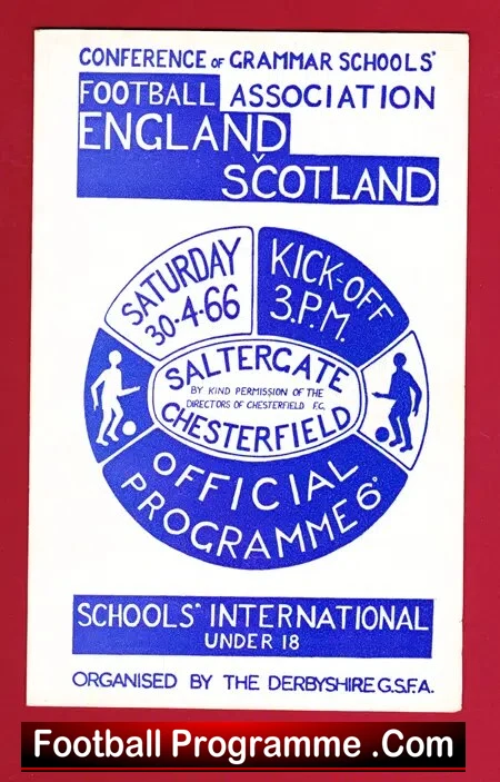 England v Scotland 1966 – Schoolboys Match at Chesterfield