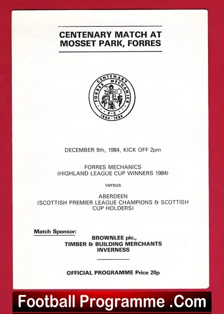 Forres Mechanics v Aberdeen 1984 – Friendly Match Mosset Park