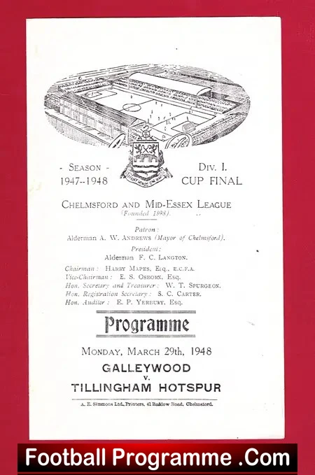 Galleywood v Tillingham Hotspur 1948 Chelmsford Essex Cup Final