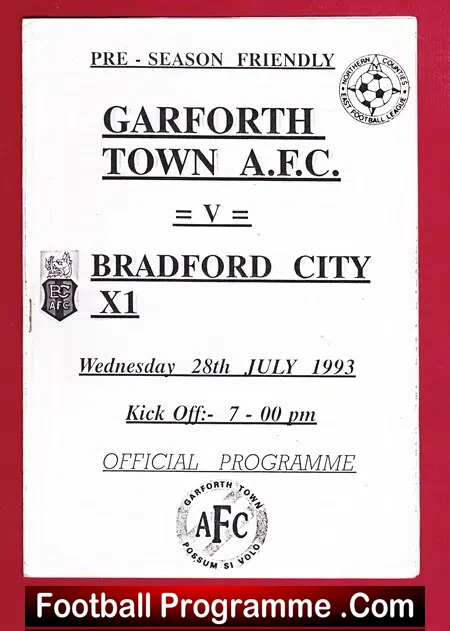 Garforth Town v Bradford City 1993 - Pre Season Friendly