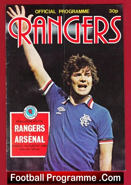 Glasgow Rangers v Arsenal 1980 - Friendly Challenge Match