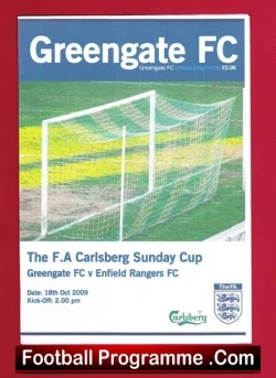 Greengate v Enfield Rangers 2009 - Sunday Cup - football programme