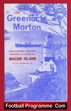 Greenock Morton v Maccabi Tel Aviv 1966 - Jewish Team Israel - football programme