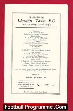 Ilkeston Town v Derby County 1946