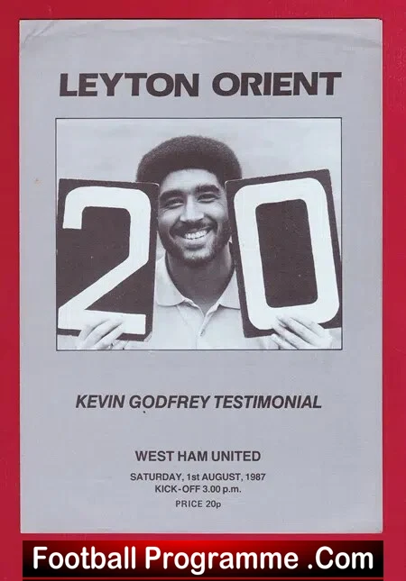 Kevin Godfrey Testimonial Benefit Match Leyton Orient 1987 - football programme